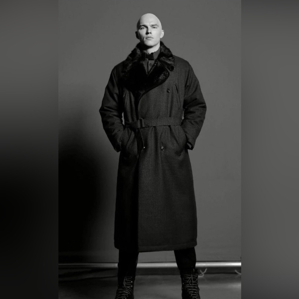 HERNO MEN BLACK SHEARLING LINER TRENCH COAT XL MADE IN ITALY NEW